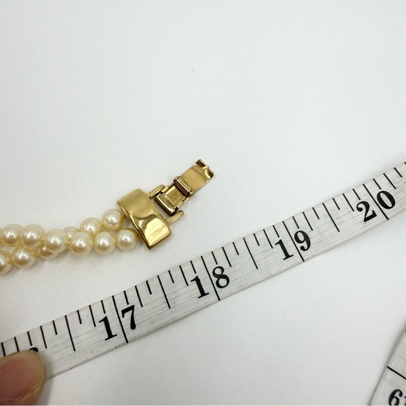 Vintage Monet Gold Tone accents and Faux Pearls Beads 2 Strand Necklace - Picture 8 of 8